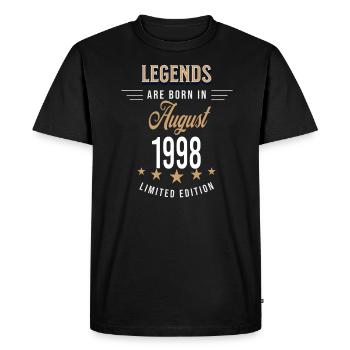 Les légendes naissent en août 1998 - T-shirt Premium bio Homme - noir - Devant - Nico (187cm)