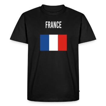 France FLAG - Men's Premium Organic T-Shirt - black - Front - Nico (187cm)