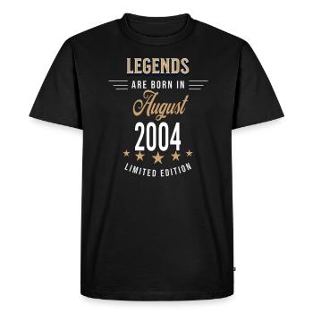 Les légendes naissent en août 2004 - T-shirt Premium bio Homme - noir - Devant - Nico (187cm)