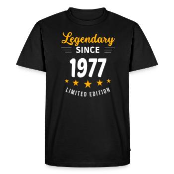 Legendary since 1977 - Men's Premium Organic T-Shirt - black - Front - Nico (187cm)