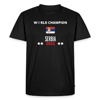 Serbia World Champion 2022 - Men's Premium Organic T-Shirt - black - Front - Nico (187cm)