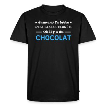 sauvons la terre c'est la seul planète - T-shirt Premium bio Homme - noir - Devant - Nico (187cm)