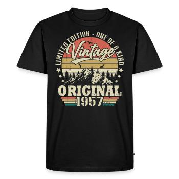 Idée Cadeau D'anniversaire Vintage Original 1957 - T-shirt Premium bio Homme - noir - Devant - Nico (187cm)