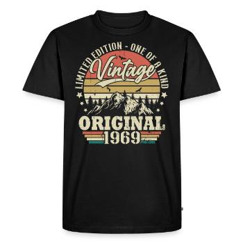 Idée Cadeau D'anniversaire Vintage Original 1969 - T-shirt Premium bio Homme - noir - Devant - Nico (187cm)