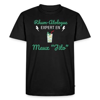 Rhum-Atologue - T-shirt Premium bio Homme - noir - Devant - Nico (187cm)