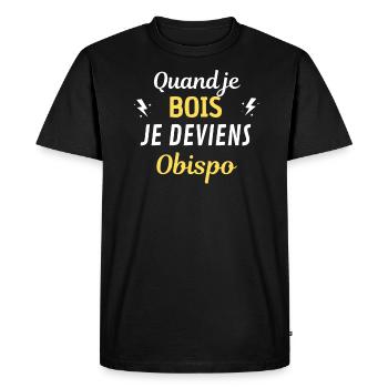 Quand je bois je deviens Pascal Obispo - T-shirt Premium bio Homme - noir - Devant - Nico (187cm)