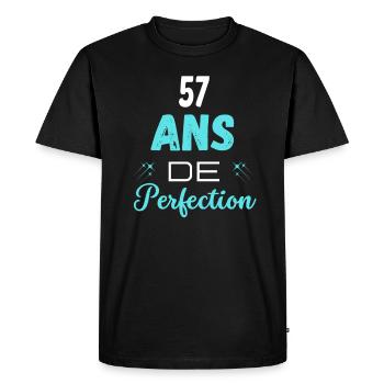 âge de la perfection cadeau humoristique 57 ans - T-shirt Premium bio Homme - noir - Devant - Nico (187cm)