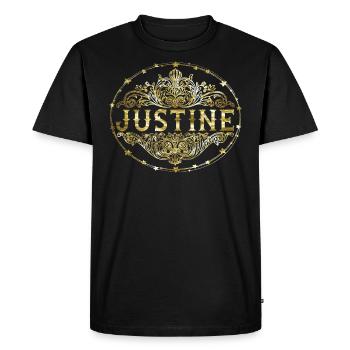 Justine - Men's Premium Organic T-Shirt - black - Front - Nico (187cm)