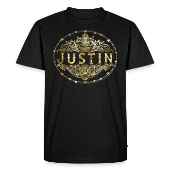 Justin - Men's Premium Organic T-Shirt - black - Front - Nico (187cm)