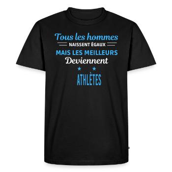 tous les hommes naissent égaux Athlètes - T-shirt Premium bio Homme - noir - Devant - Nico (187cm)