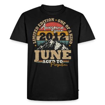 Juin 2012 Vintage Cadeau D’anniversaire 11 ans - T-shirt Premium bio Homme - noir - Devant - Nico (187cm)