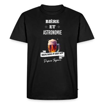 Bière Mon duo parfait depuis toujours astronomie - T-shirt Premium bio Homme - noir - Devant - Nico (187cm)