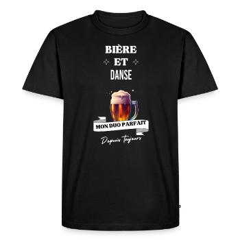 Bière Mon duo parfait depuis toujours et danse - T-shirt Premium bio Homme - noir - Devant - Nico (187cm)