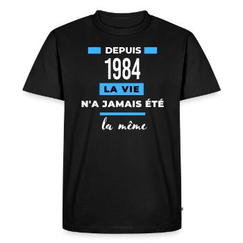 La vie n a jamais été la même dépuis 1984 - T-shirt Premium bio Homme - noir - Devant - Nico (187cm)