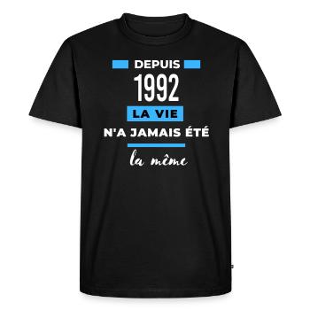 La vie n'a jamais été la même dépuis 1992 - T-shirt Premium bio Homme - noir - Devant - Nico (187cm)