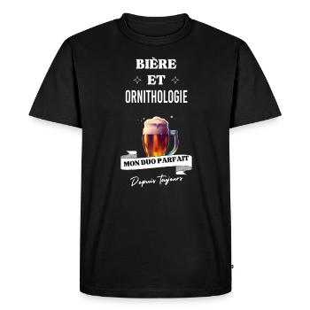 Bière Mon duo parfait depuis et ornithologie - T-shirt Premium bio Homme - noir - Devant - Nico (187cm)