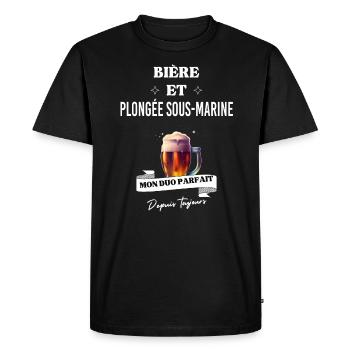 Bière Mon duo parfait depuis plongée sous-marine - T-shirt Premium bio Homme - noir - Devant - Nico (187cm)