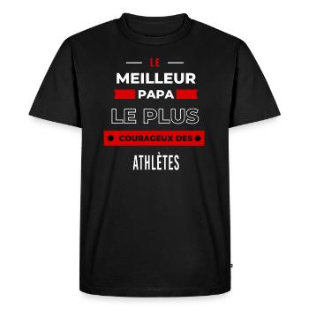 Le meilleur papa, le plus courageux des Athlètes - T-shirt Premium bio Homme - noir - Devant - Nico (187cm)