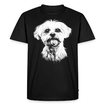 Portrait maltais Chien maltais Chien - T-shirt Premium bio Homme - noir - Devant - Nico (187cm)