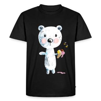 Ours polaire mignon avec la crème glacée et les abeilles Comic - T-shirt Premium bio Homme - noir - Devant - Nico (187cm)