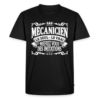 mécanicien le seul le vrai - T-shirt Premium bio Homme - noir - Devant - Nico (187cm)