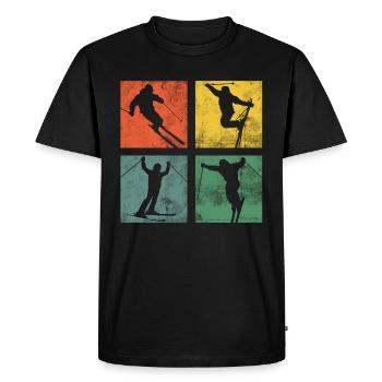 Ski ski skieur sports d'hiver - T-shirt Premium bio Homme - noir - Devant - Nico (187cm)