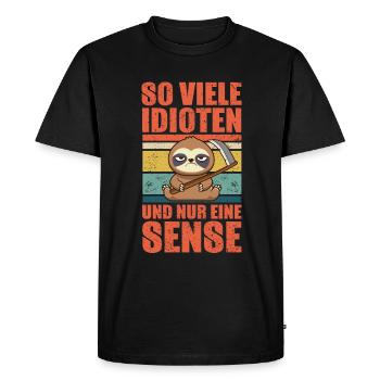 Tant d’idiots et un seul sarcasme de faux - T-shirt Premium bio Homme - noir - Devant - Nico (187cm)
