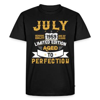 Anniversaire Juillet 1959 né Vintage - T-shirt Premium bio Homme - noir - Devant - Nico (187cm)