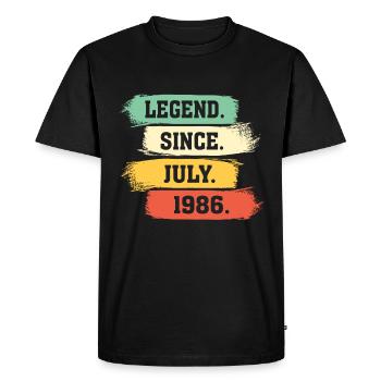 Légende depuis juillet 1986 - T-shirt Premium bio Homme - noir - Devant - Nico (187cm)