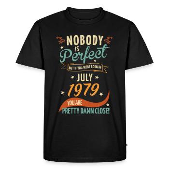 Nobody is perfect born in July 1979 - Men's Premium Organic T-Shirt - black - Front - Nico (187cm)