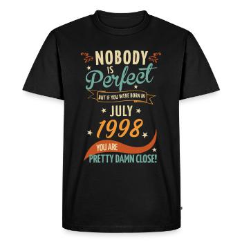 Personne n’est parfait né en juillet 1998 - T-shirt Premium bio Homme - noir - Devant - Nico (187cm)