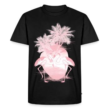 Palm Flamingos Summer Pink - Men's Premium Organic T-Shirt - black - Front - Nico (187cm)