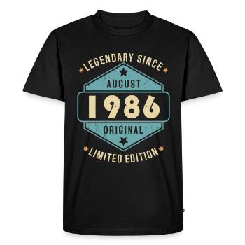 Août 1986 Vintage Retro Anniversaire - T-shirt Premium bio Homme - noir - Devant - Nico (187cm)