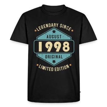Août 1998 Vintage Retro Anniversaire - T-shirt Premium bio Homme - noir - Devant - Nico (187cm)