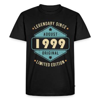 Août 1999 Vintage Retro Anniversaire - T-shirt Premium bio Homme - noir - Devant - Nico (187cm)