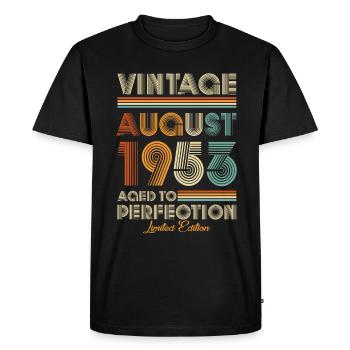 Vintage Aged To Perfection August 1953 - Men's Premium Organic T-Shirt - black - Front - Nico (187cm)