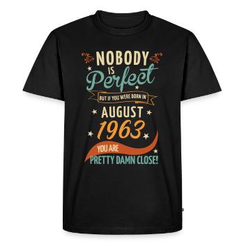 Nobody is perfect born in August 1963 - Men's Premium Organic T-Shirt - black - Front - Nico (187cm)