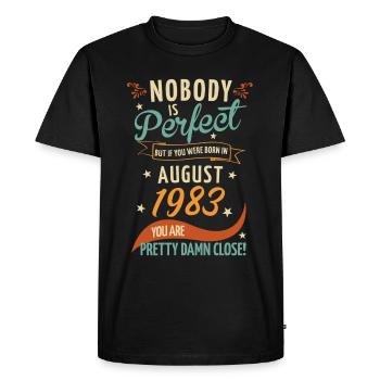 Personne n’est parfait né en août 1983 - T-shirt Premium bio Homme - noir - Devant - Nico (187cm)