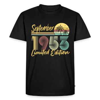 Septembre 1953 Cadeau d’anniversaire en édition limitée - T-shirt Premium bio Homme - noir - Devant - Nico (187cm)