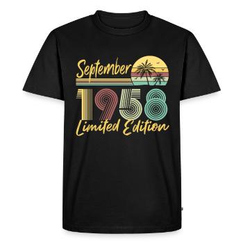 Septembre 1958 Cadeau d’anniversaire en édition limitée - T-shirt Premium bio Homme - noir - Devant - Nico (187cm)