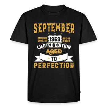 Anniversaire Septembre 1959 né Vintage - T-shirt Premium bio Homme - noir - Devant - Nico (187cm)