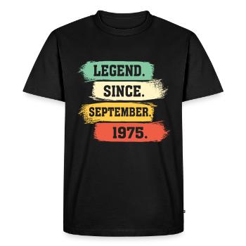 Légende depuis septembre 1975 - T-shirt Premium bio Homme - noir - Devant - Nico (187cm)