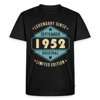 Septembre 1952 Vintage Retro Anniversaire - T-shirt Premium bio Homme - noir - Devant - Nico (187cm)
