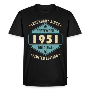 Septembre 1951 Vintage Retro Anniversaire - T-shirt Premium bio Homme - noir - Devant - Nico (187cm)
