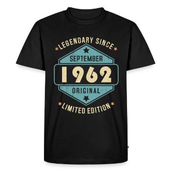 Septembre 1962 Vintage Retro Anniversaire - T-shirt Premium bio Homme - noir - Devant - Nico (187cm)