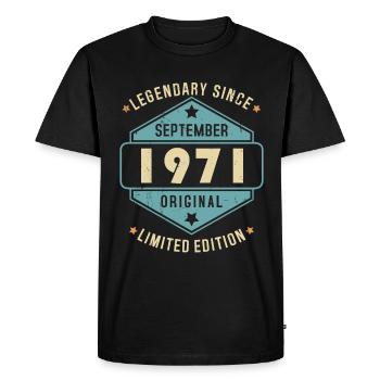 Septembre 1971 Vintage Retro Anniversaire - T-shirt Premium bio Homme - noir - Devant - Nico (187cm)