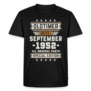 Oldtimer September 1952 Birthday Gift - Men's Premium Organic T-Shirt - black - Front - Nico (187cm)