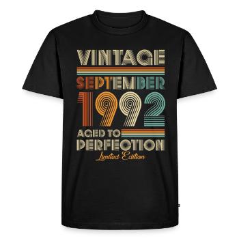 Vintage Aged To Perfection September 1992 - Men's Premium Organic T-Shirt - black - Front - Nico (187cm)