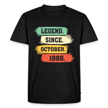 Légende depuis octobre 1986 - T-shirt Premium bio Homme - noir - Devant - Nico (187cm)