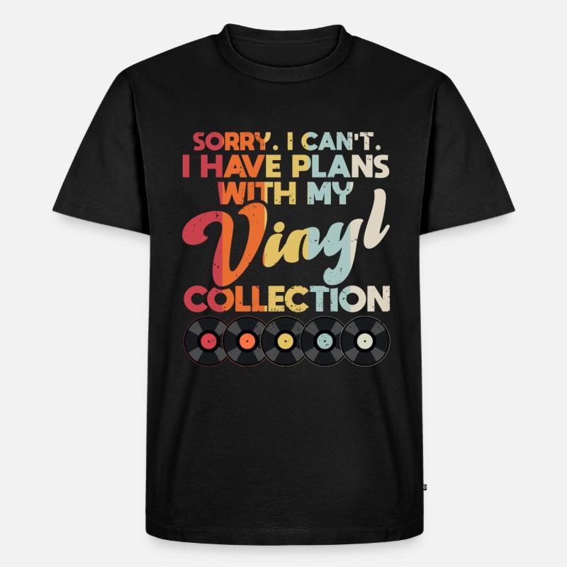Schallplatte Retro Vinyl Sammlung - Männer Premium Bio T-Shirt - Schwarz